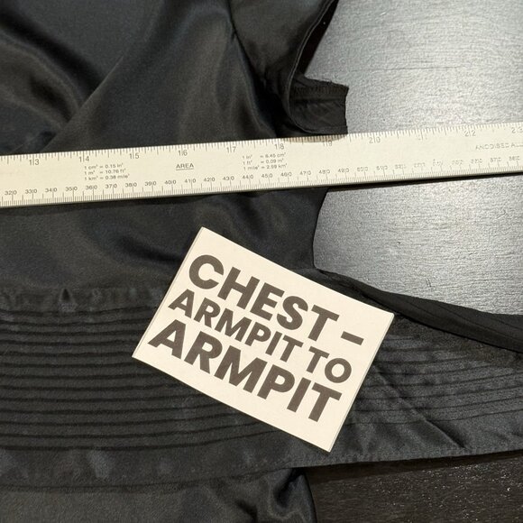 Express Y2K 100% Silk Black Short Sleeve V-neck Tie Back Womens Top Size Large - Picture 8 of 9